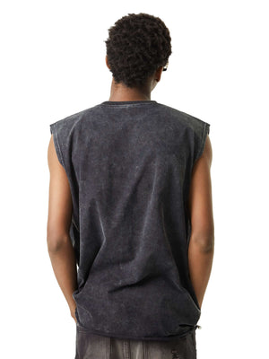 Add raw energy to your streetwear lineup with the Vintage Metallic Phantom Letter Distressed Washed Vest. Crafted from a soft and breathable cotton blend, this sleeveless vest features bold metallic-inspired graphic prints and distressed washed details fo