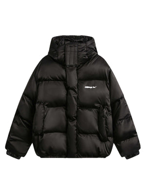 Brave the cold in standout style with the Vintage Print Stand Collar Hooded Puffer Jacket — a lightweight yet insulated layer designed for comfort and personality. Made from water-resistant nylon, this winter essential features a detachable hood, zip-up f