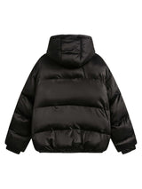 Brave the cold in standout style with the Vintage Print Stand Collar Hooded Puffer Jacket — a lightweight yet insulated layer designed for comfort and personality. Made from water-resistant nylon, this winter essential features a detachable hood, zip-up f