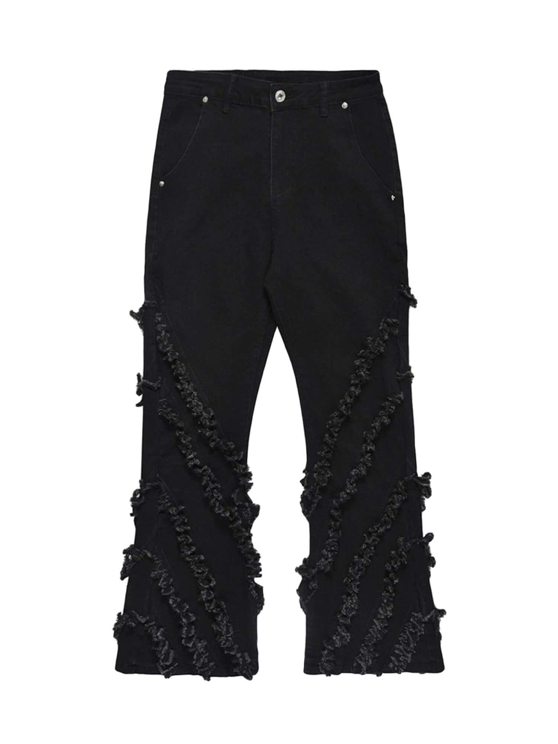 Bring bold structure to your look with the Vintage Rough Edge Flared Jeans — a streetwear essential with an edge. Made from a soft cotton blend, these jeans feature a distinctive ruched leg design, multiple side pockets for function, and a flared silhouet