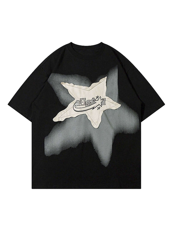 Add a touch of vintage flair to your everyday outfit with the Vintage Star Loose T Shirt. Crafted from a soft and breathable cotton blend, this relaxed-fit tee features a bold star graphic and slogan detail that bring effortless streetwear attitude. With