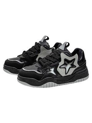 Bring bold energy to your look with the Vintage Star Sneakers — where retro inspiration meets modern streetwear comfort. Crafted from durable synthetic leather and breathable mesh panels, these sneakers feature a padded collar for superior support, reflec