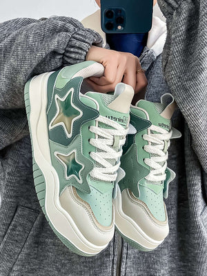 Bring bold energy to your look with the Vintage Star Sneakers — where retro inspiration meets modern streetwear comfort. Crafted from durable synthetic leather and breathable mesh panels, these sneakers feature a padded collar for superior support, reflec