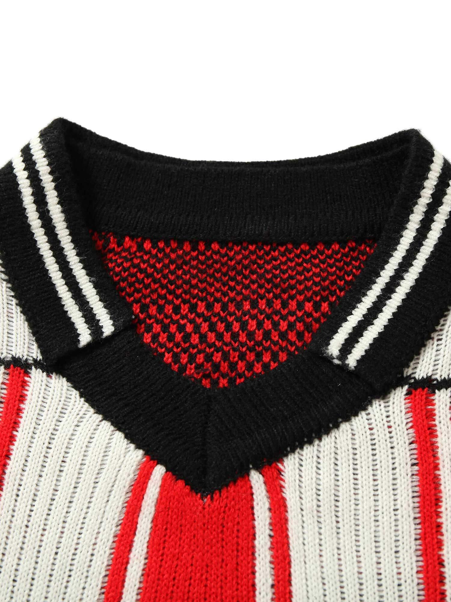 Bring retro energy to your wardrobe with the Vintage Striped Baseball Short Sleeved Knit Sweater. Featuring bold red and white stripes, a classic number 17 print, and contrasting ribbed details, this sporty top channels timeless athletic style. Made from