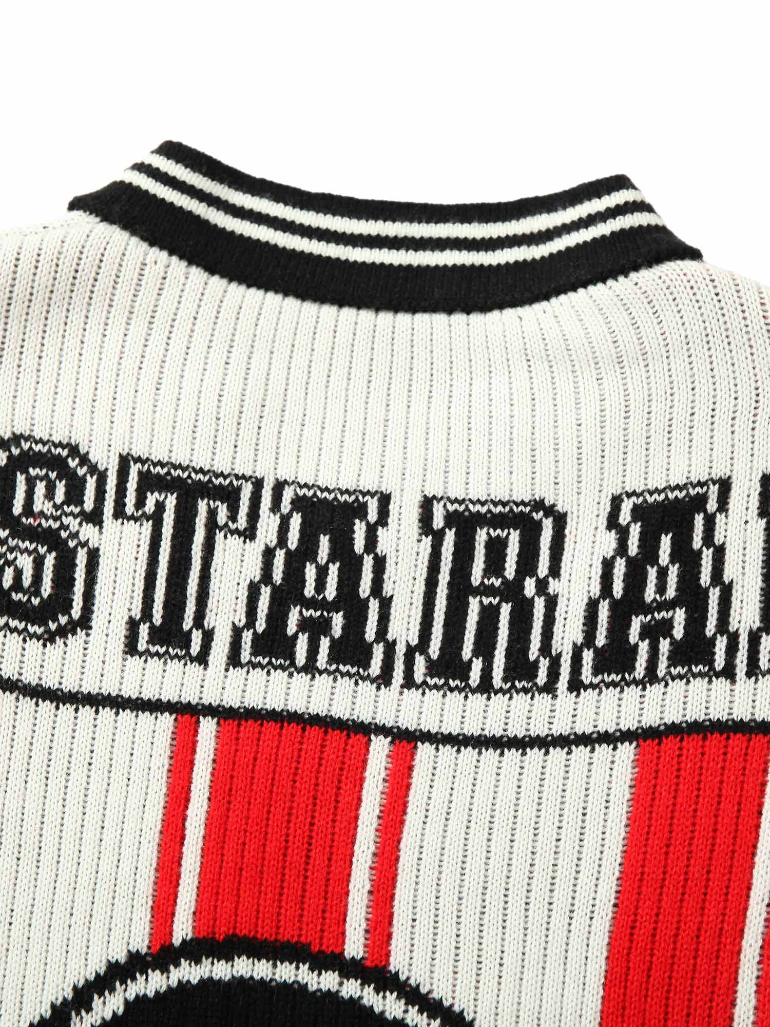 Bring retro energy to your wardrobe with the Vintage Striped Baseball Short Sleeved Knit Sweater. Featuring bold red and white stripes, a classic number 17 print, and contrasting ribbed details, this sporty top channels timeless athletic style. Made from