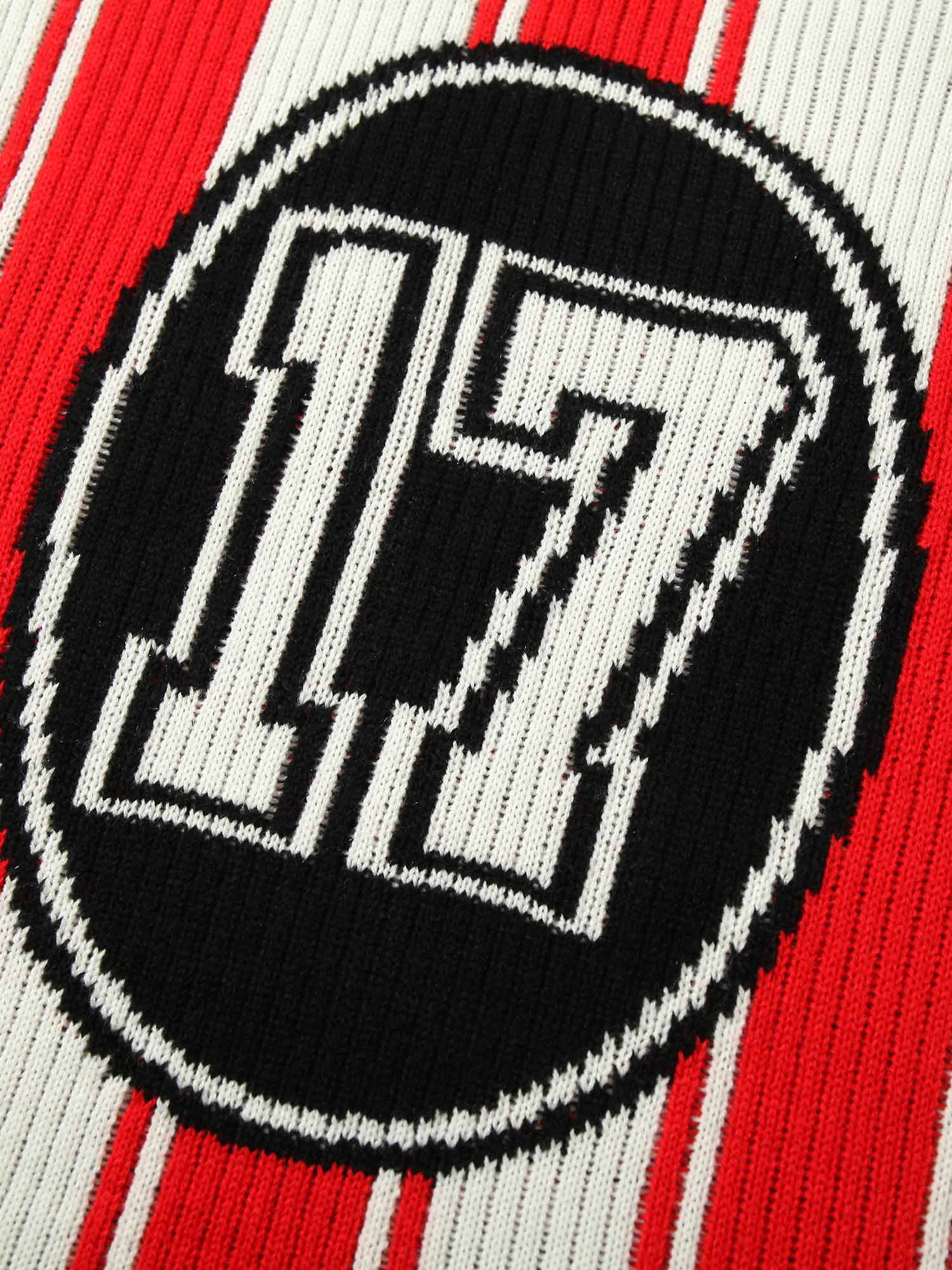 Bring retro energy to your wardrobe with the Vintage Striped Baseball Short Sleeved Knit Sweater. Featuring bold red and white stripes, a classic number 17 print, and contrasting ribbed details, this sporty top channels timeless athletic style. Made from