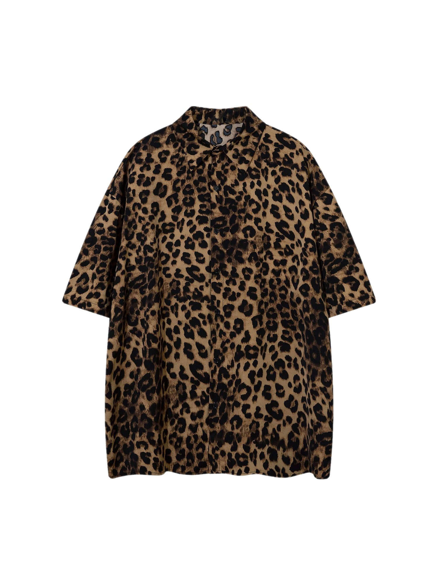 Vintage Wild Leopard Print Button Up Shirt Streetwear Oversize