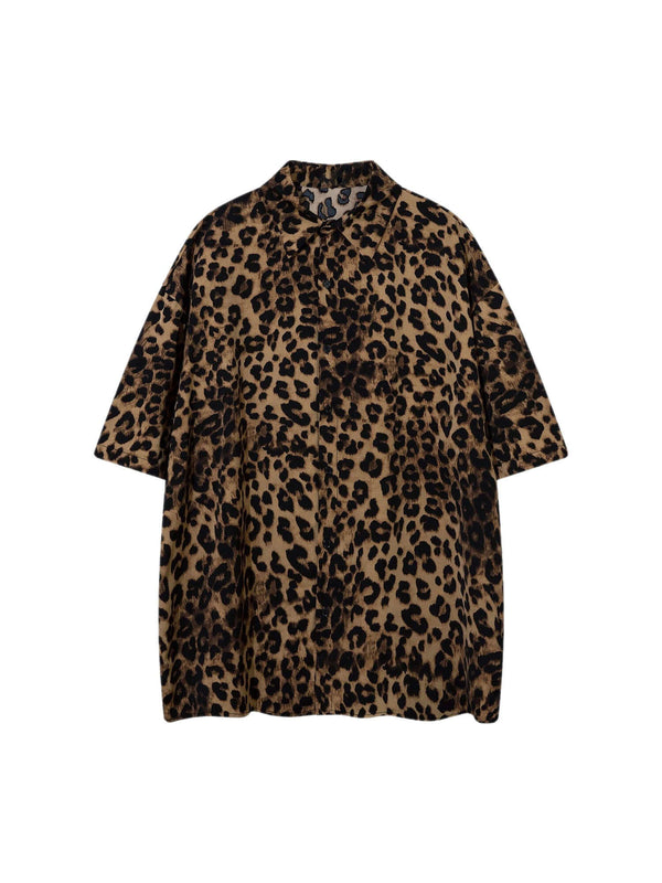 Vintage Wild Leopard Print Button Up Shirt Streetwear Oversize