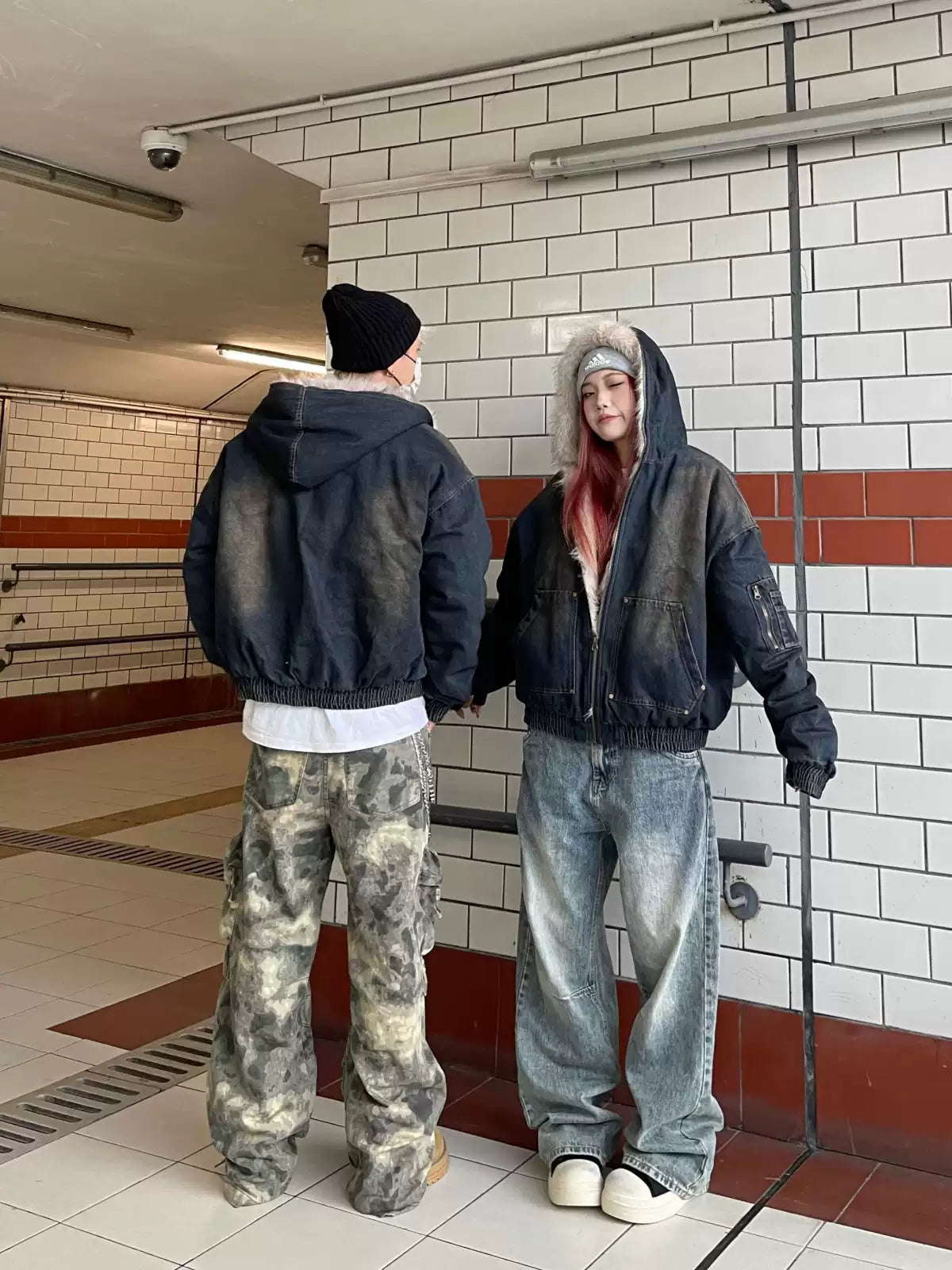 Stay warm and stylish with the Washed Denim Fur Hooded Jacket. Crafted from durable denim with ultra-soft faux fur lining, this jacket delivers both comfort and street-ready flair. Featuring a front zipper closure, ribbed cuffs and hem, and a zippered arm