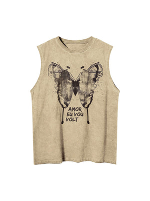 Add bold flair to your warm-weather wardrobe with the Washed Distressed Butterfly Print Vest. Made from a breathable cotton blend, this sleeveless vest features a washed finish and a striking lion graphic that adds power and personality to any casual outf