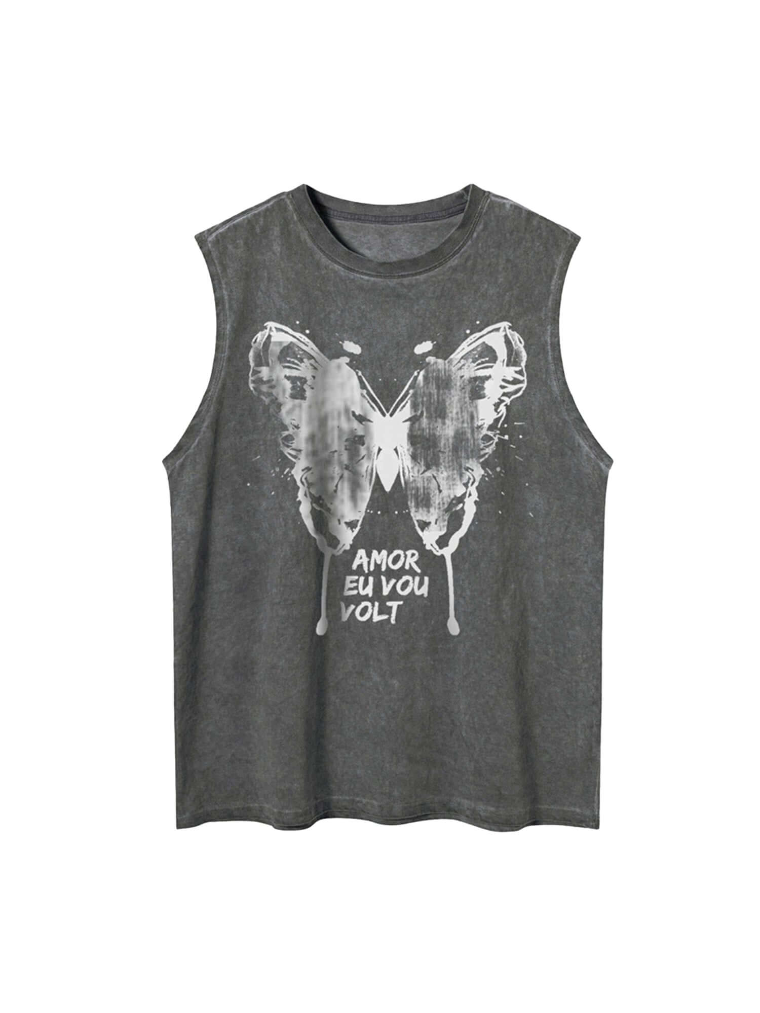 Add bold flair to your warm-weather wardrobe with the Washed Distressed Butterfly Print Vest. Made from a breathable cotton blend, this sleeveless vest features a washed finish and a striking lion graphic that adds power and personality to any casual outf