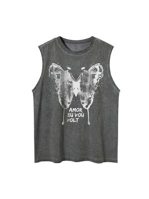 Add bold flair to your warm-weather wardrobe with the Washed Distressed Butterfly Print Vest. Made from a breathable cotton blend, this sleeveless vest features a washed finish and a striking lion graphic that adds power and personality to any casual outf