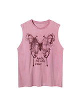 Add bold flair to your warm-weather wardrobe with the Washed Distressed Butterfly Print Vest. Made from a breathable cotton blend, this sleeveless vest features a washed finish and a striking lion graphic that adds power and personality to any casual outf