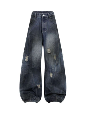 Add effortless edge to your look with the Washed Distressed Jeans. Made from durable denim, these wide-leg jeans feature distressed details for a bold, worn-in street style vibe. The elastic waistband ensures a comfortable, flexible fit — perfect for casu