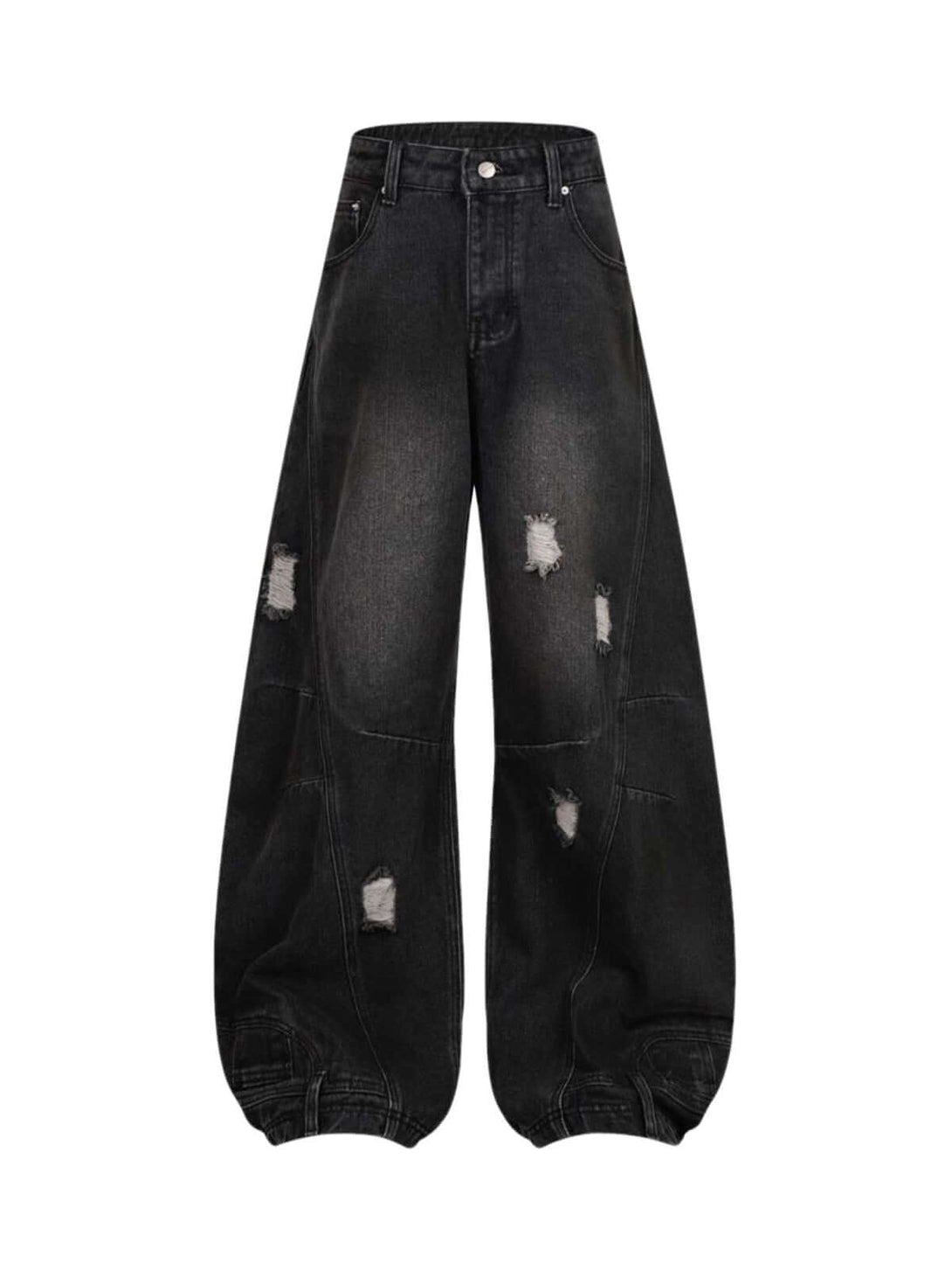 Add effortless edge to your look with the Washed Distressed Jeans. Made from durable denim, these wide-leg jeans feature distressed details for a bold, worn-in street style vibe. The elastic waistband ensures a comfortable, flexible fit — perfect for casu