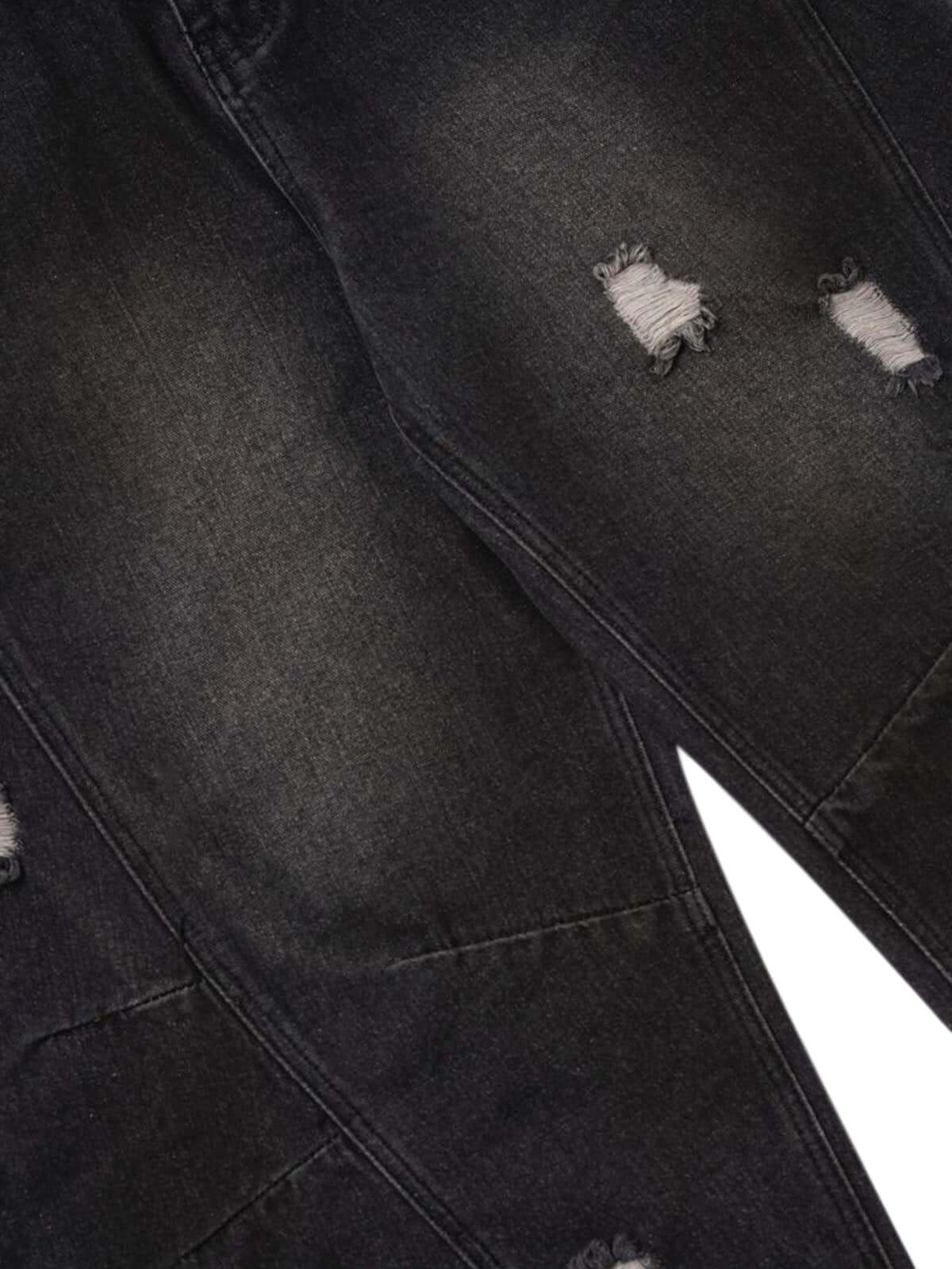 Add effortless edge to your look with the Washed Distressed Jeans. Made from durable denim, these wide-leg jeans feature distressed details for a bold, worn-in street style vibe. The elastic waistband ensures a comfortable, flexible fit — perfect for casu