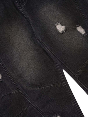 Add effortless edge to your look with the Washed Distressed Jeans. Made from durable denim, these wide-leg jeans feature distressed details for a bold, worn-in street style vibe. The elastic waistband ensures a comfortable, flexible fit — perfect for casu