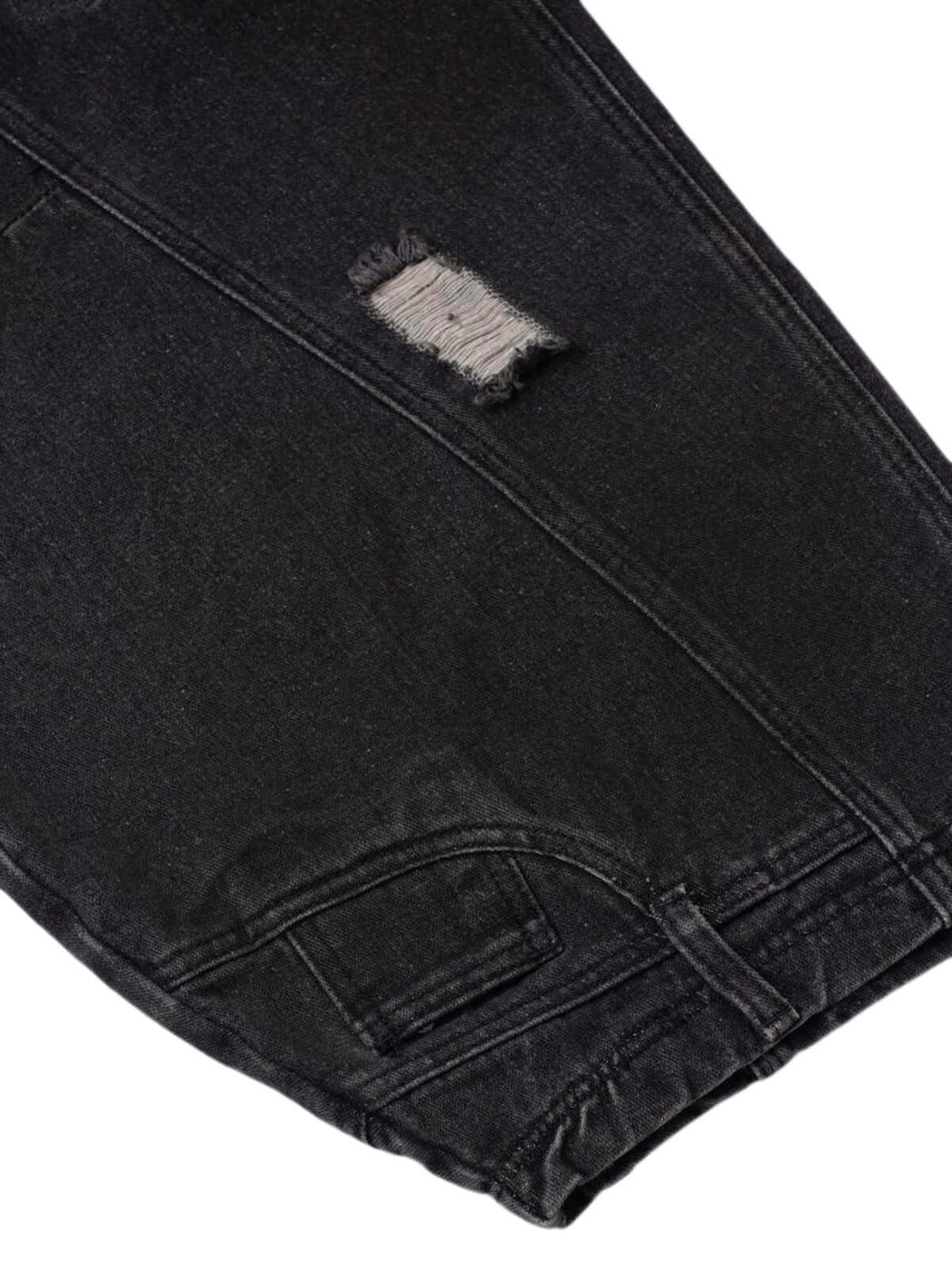 Add effortless edge to your look with the Washed Distressed Jeans. Made from durable denim, these wide-leg jeans feature distressed details for a bold, worn-in street style vibe. The elastic waistband ensures a comfortable, flexible fit — perfect for casu