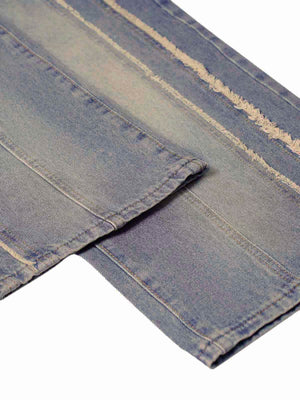 Upgrade your streetwear look with the Washed Distressed Raw Edge Baggy Jeans. Crafted from durable denim, these jeans feature a loose, relaxed fit with stylish side stripes and a raw edge finish for a bold, modern vibe. The elastic waistband ensures all-d