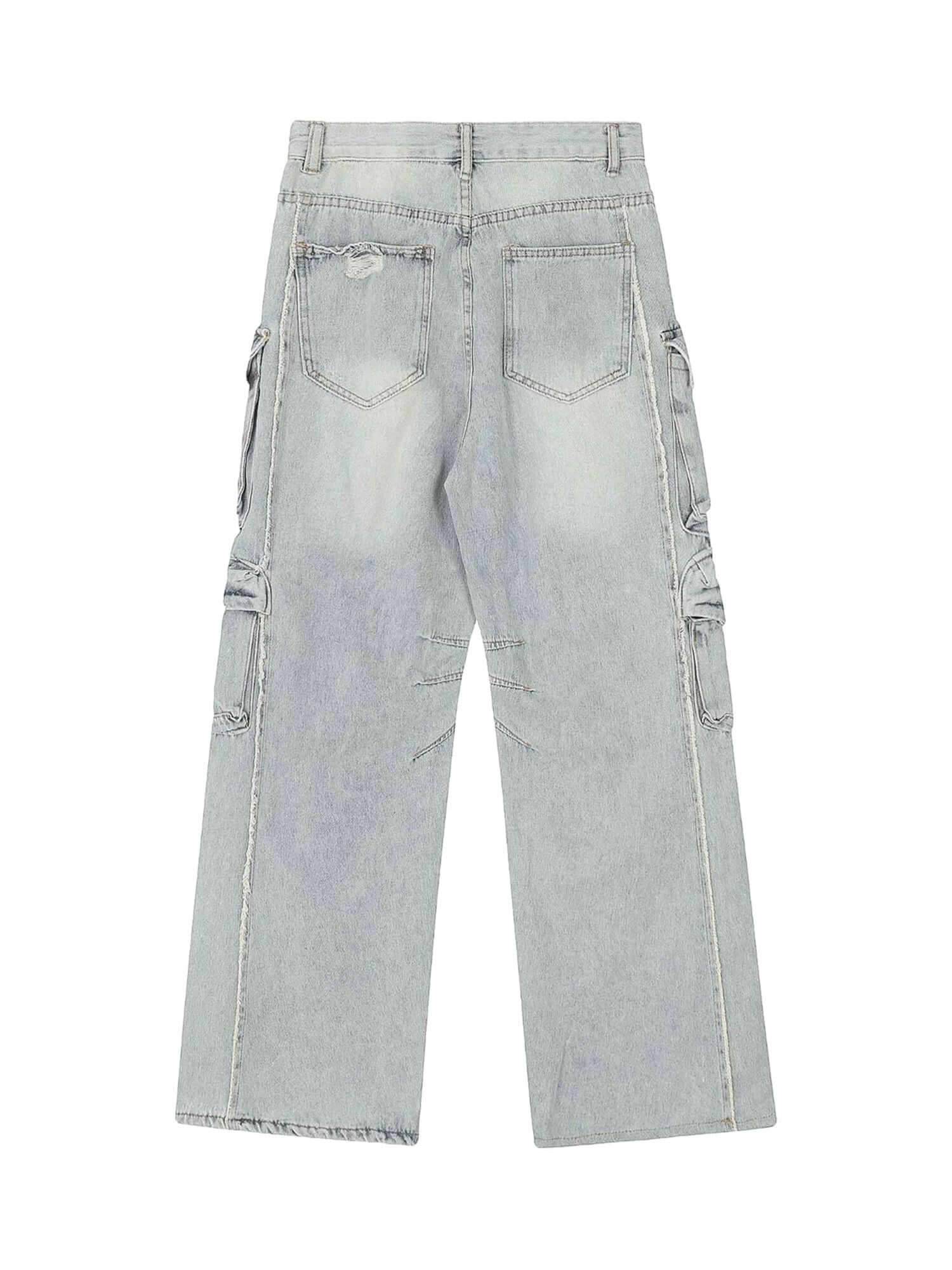 Blend function and fashion with the Washed Multi Pocket Work Cargo Jeans. Made from durable denim, these utility-inspired jeans feature a trendy distressed wash, a loose comfortable fit, and an adjustable waistband for a customizable feel. With multiple s