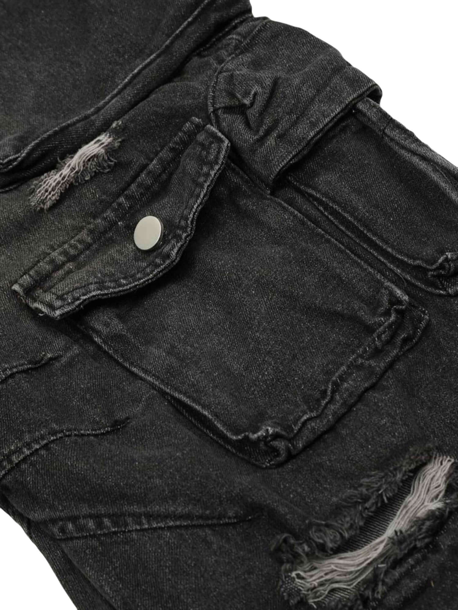 Blend function and fashion with the Washed Multi Pocket Work Cargo Jeans. Made from durable denim, these utility-inspired jeans feature a trendy distressed wash, a loose comfortable fit, and an adjustable waistband for a customizable feel. With multiple s
