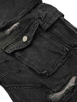 Blend function and fashion with the Washed Multi Pocket Work Cargo Jeans. Made from durable denim, these utility-inspired jeans feature a trendy distressed wash, a loose comfortable fit, and an adjustable waistband for a customizable feel. With multiple s
