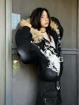 Stay warm and on-trend with the Wasteland Style Cardigan Zip Up Fur Hooded Jacket. Crafted from a soft cotton blend with cozy faux fur trim, this jacket delivers a perfect balance of comfort, warmth, and standout street style. Featuring a drawstring hood,