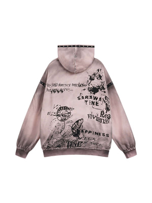 Embrace bold expression with the Wasteland Style Distressed Graffiti Hoodie — where raw edge meets creative street fashion. Crafted from a soft cotton blend, this hoodie features a striking tie-dye effect and vibrant graffiti art print, giving it an effor