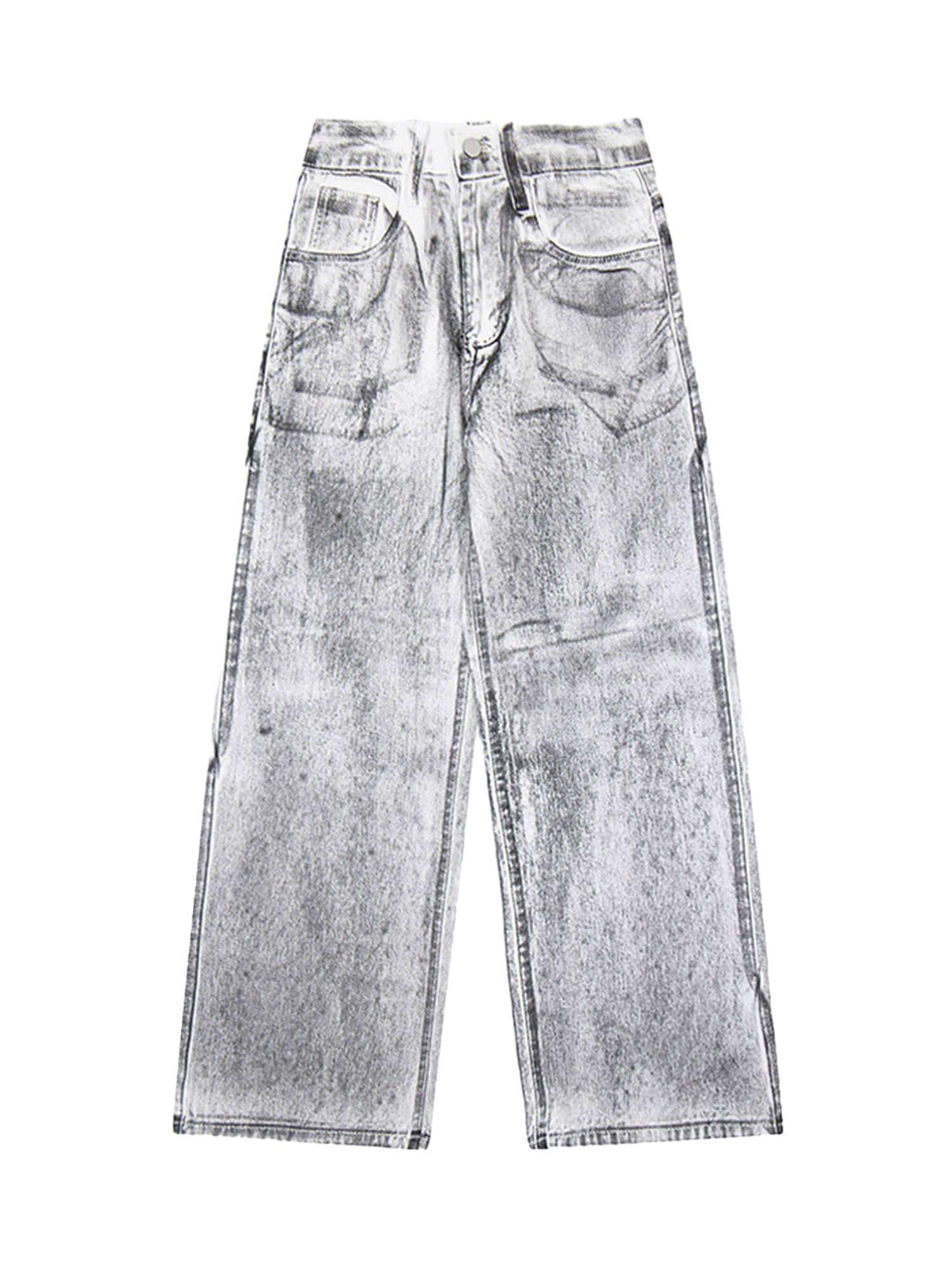 Wasteland Style Niche Design Dirty White Loose Jeans Streetwear