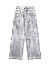 Wasteland Style Niche Design Dirty White Loose Jeans Streetwear