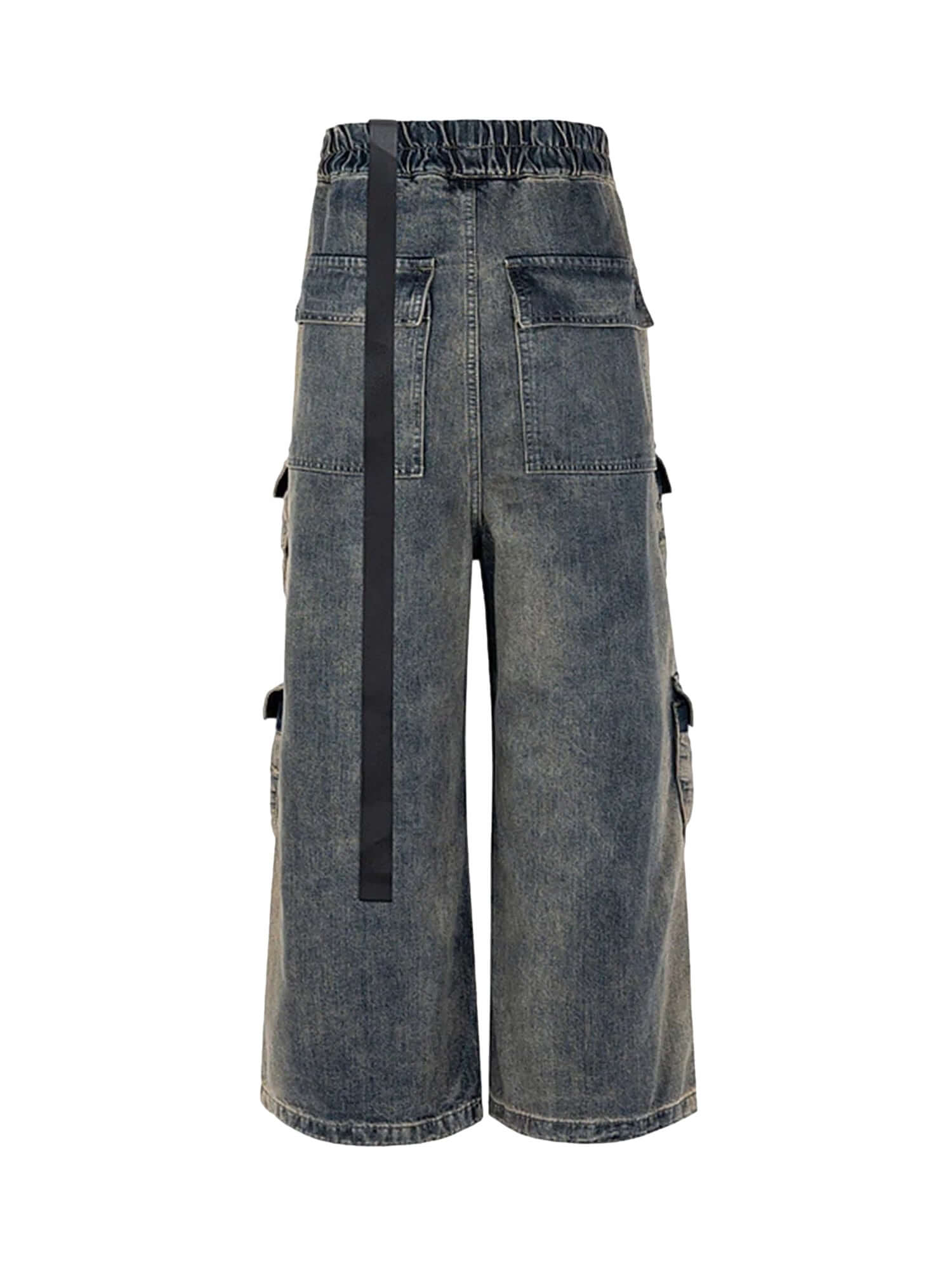 Elevate your casual style with the Wide Leg Multi Pocket Straight Leg Loose Jeans. Crafted from durable denim, these jeans feature a relaxed wide-leg silhouette, multiple side pockets for practicality, and an adjustable drawstring for a customizable fit.