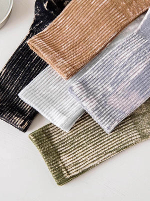 Add a breezy, stylish touch to your summer outfits with the Workwear Distressed Tie-Dyed Socks — the perfect blend of minimalist design and casual chic. Made from sheer, lightweight nylon, these socks feature a subtle ribbed texture and elastic cuffs for