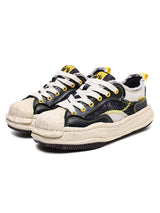 Yellow and Black Contrast Color Low Top Sneakers Streetwear