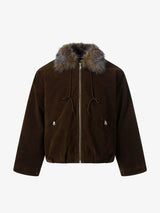 Vintage Drawstring Design Fur Collar Padded Jacket