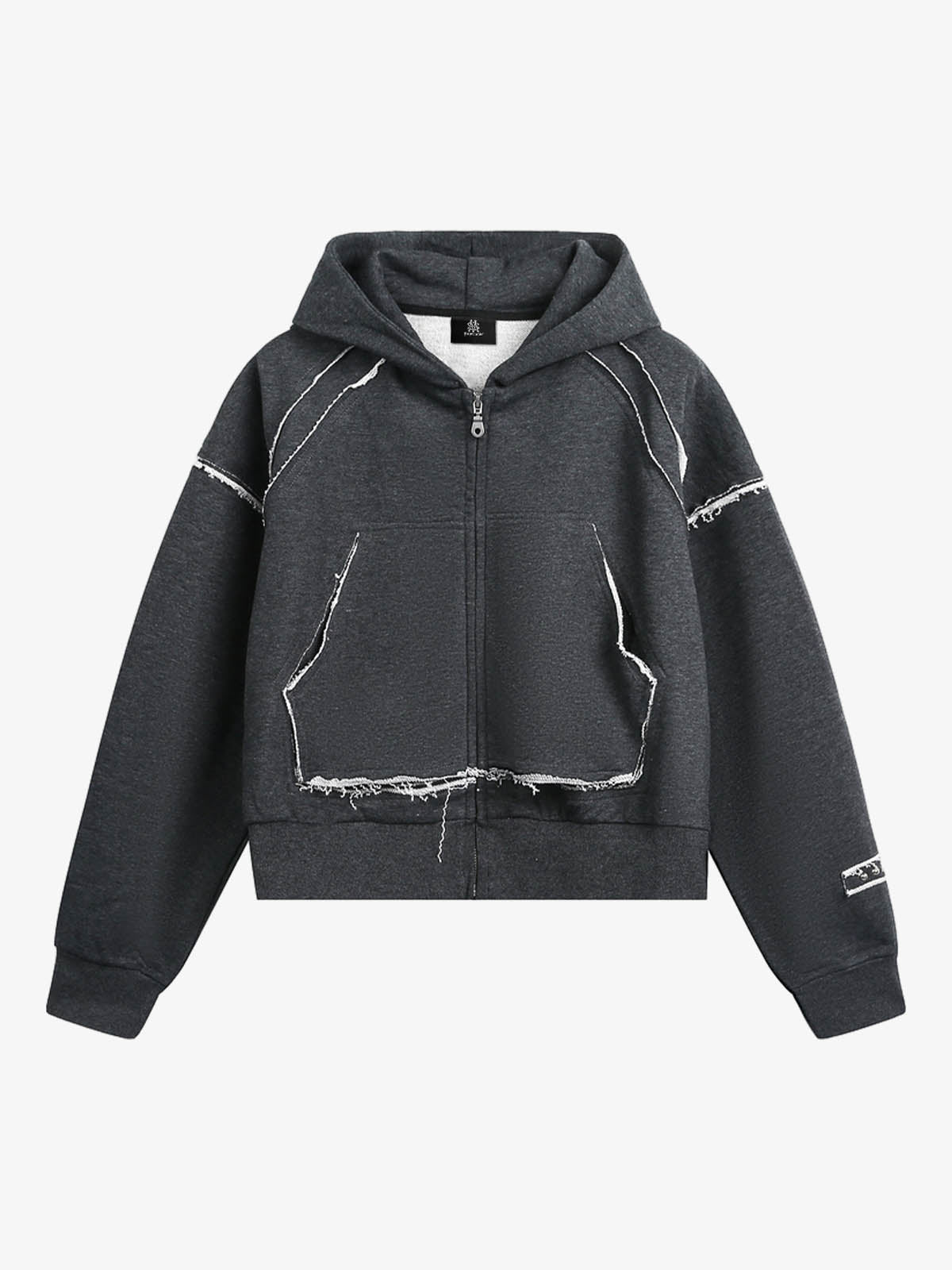Destroyed Threaded Frayed Hooded Sweatshirt