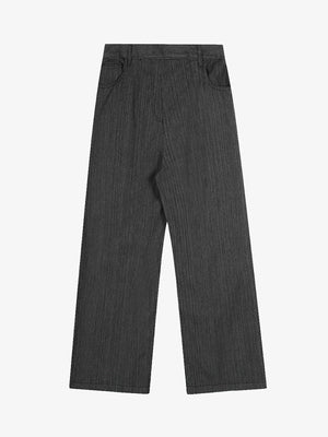 Striped Textured Reverse Pocket Pants - thumbnail 2