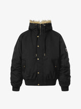 Retro Leopard Print Fur Collar Hooded Padded Jacket