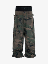 Three-Waist Splicing Camouflage Cargo Buckle Waist Design Overalls