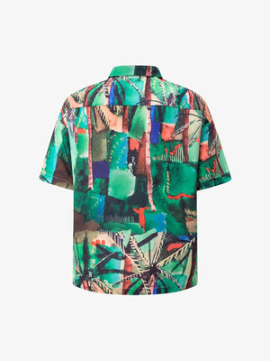 Beach Vacation Oil Painting Print Short-sleeved Shirt - thumbnail 2