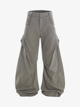 Vintage Distressed Pleated Barrel Pants