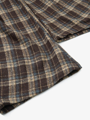 Vintage Plaid Pleated Multi-Pocket Cargo Casual Pants - thumbnail 7