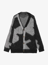Knitted Fleece Cardigan Irregular Pattern Sweater