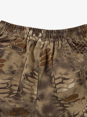 Adjustable Drawstring Python Camouflage Barrel Cargo Pants - thumbnail 7
