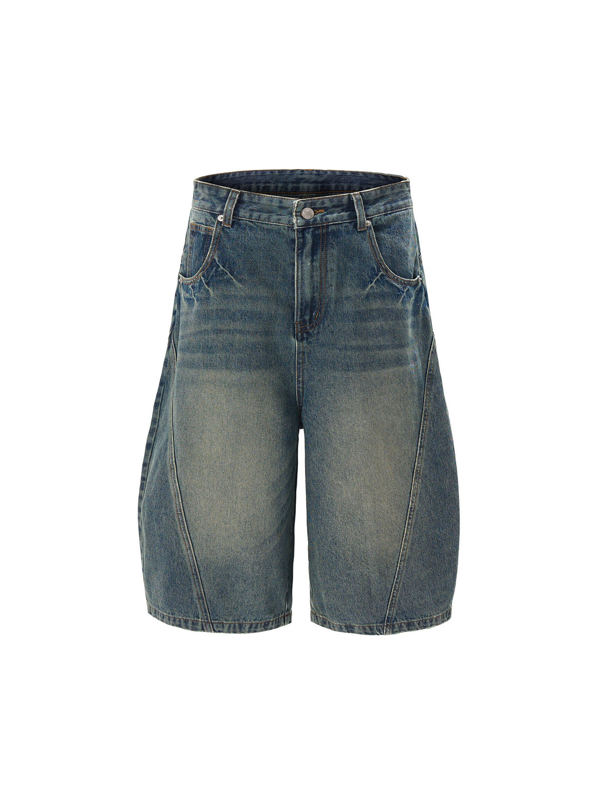 Washed Distressed Barrel Denim Jorts