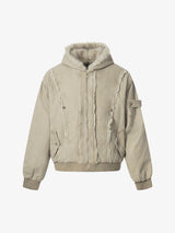 Retro Washed Fleece-lined Hooded Work Jacket