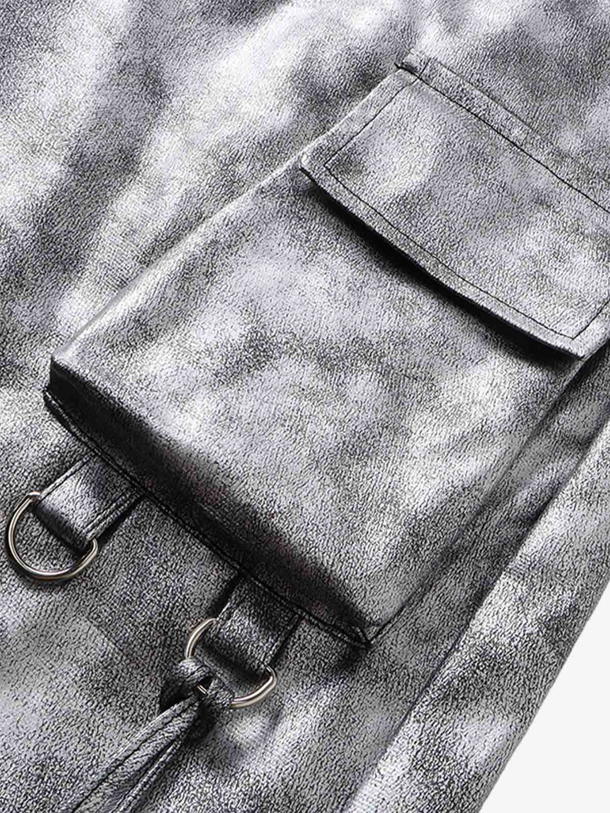 Retro Silver Loose Metallic Straight Pants - image 4