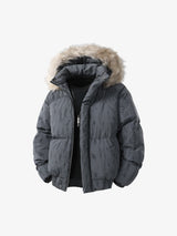 Vintage Fur Collar Hooded Cotton Jacket