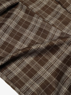 Street Pleated Waistband Plaid Check Barrel Pants - thumbnail 6