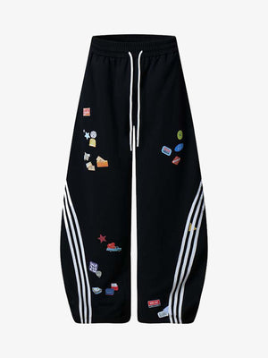 Street Patterned Striped Barrel Casual Pants - thumbnail 1