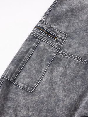 Acid Wash Barrel Jeans mit Reißverschlusstasche – Nahaufnahme der seitlichen Reißverschlusstasche | XoKool